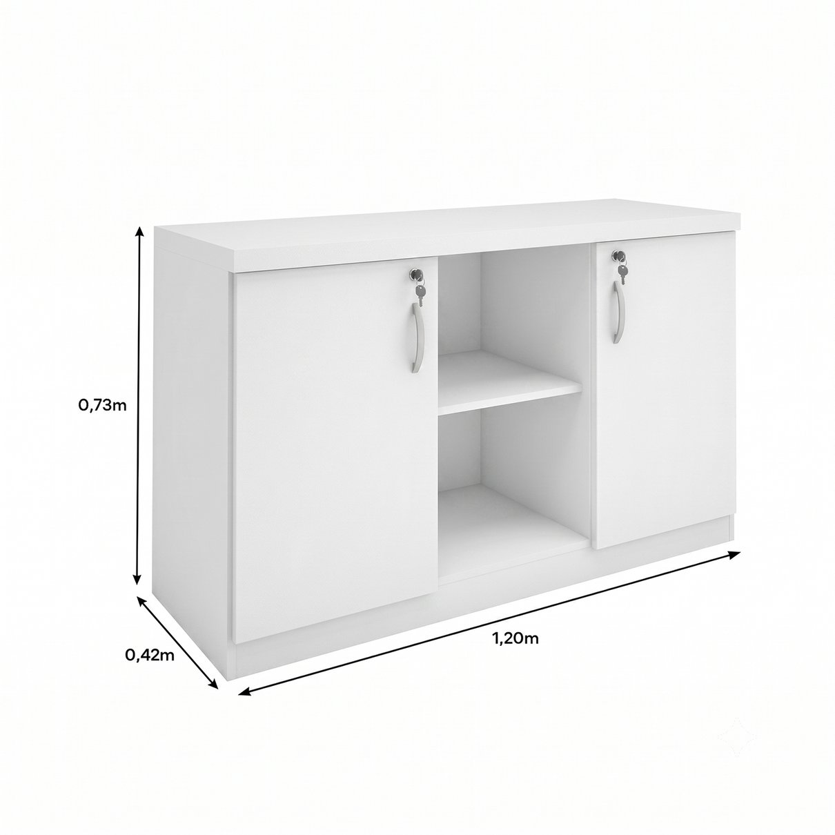 Armário Credenza Baixo Cinza Cristal - detalhe portas